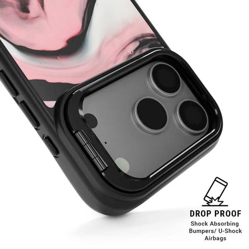 Pink Marble Ink iPhone 17 Pro Kickstand Case