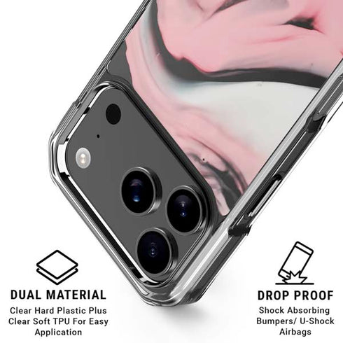Pink Marble Ink iPhone 18 Pro Clear Case