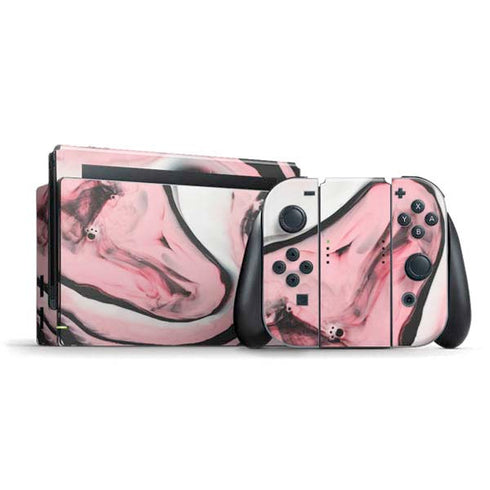 Pink Marble Ink Nintendo Skins