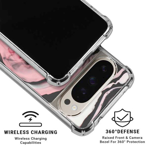 Pink Marble Ink Pixel 9 Pro XL Clear Case