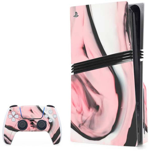 Pink Marble Ink PS5 Pro Disk Bundle Skin