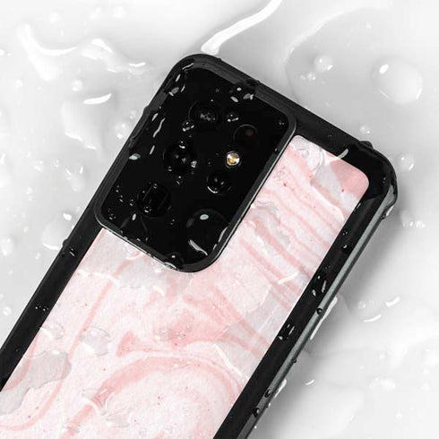 Pink Marbling Galaxy S24 Ultra Waterproof Case