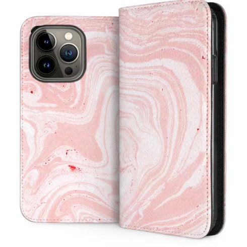 Pink Marbling iPhone 13 Pro Folio Case