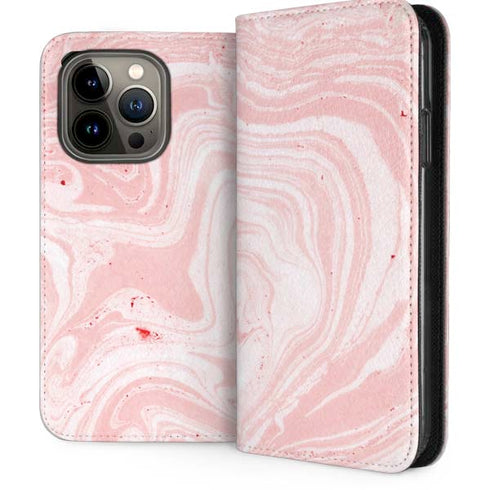 Pink Marbling iPhone 14 Pro Folio Case