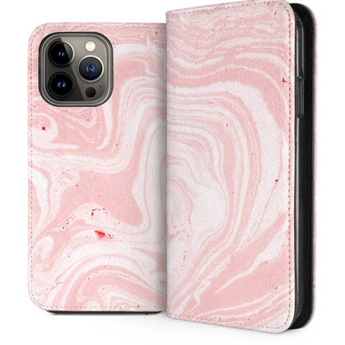 Pink Marbling iPhone 14 Pro Max Folio Case