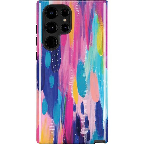 Pink Sparkle Brush Stroke by Etta Vee Galaxy Cases