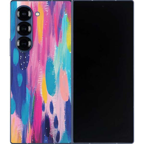 Pink Sparkle Brush Stroke by Etta Vee Galaxy Z Fold6 Skin