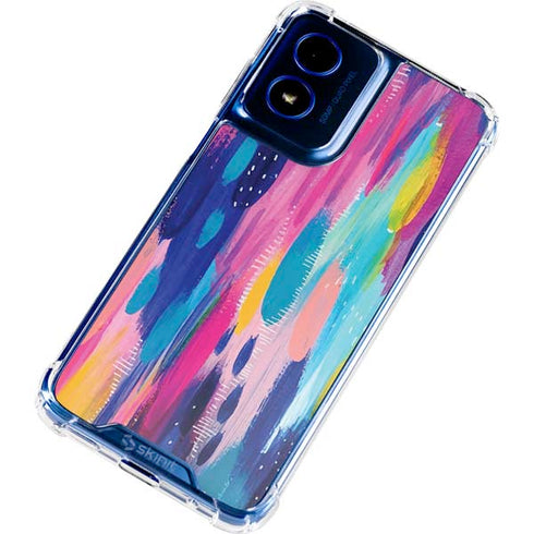 Pink Sparkle Brush Stroke by Etta Vee Moto G Play 4G (2024) Clear Case