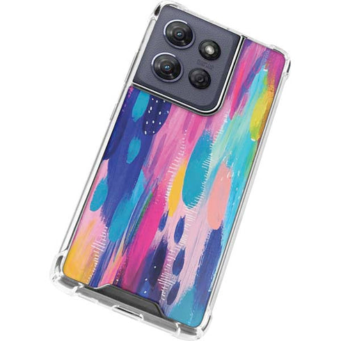 Pink Sparkle Brush Stroke by Etta Vee Moto G Stylus 5G (2025) Clear Case