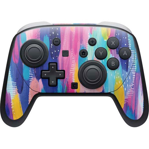 Pink Sparkle Brush Stroke by Etta Vee Nintendo Switch 2 (2025) Pro Controller Skin