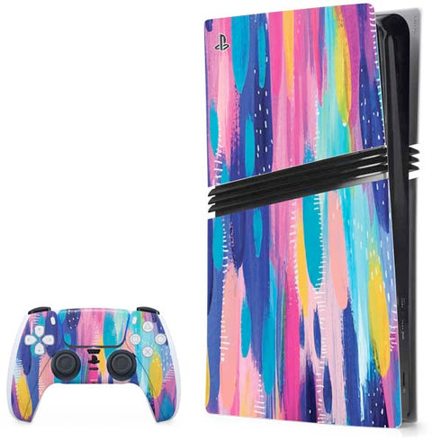 Pink Sparkle Brush Stroke by Etta Vee PS5 Pro Bundle Skin