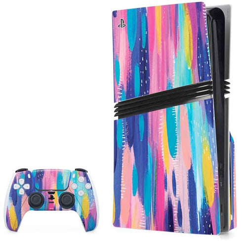 Pink Sparkle Brush Stroke by Etta Vee PS5 Pro Disk Bundle Skin