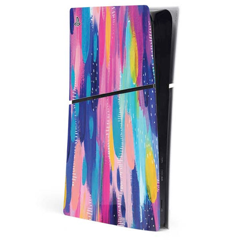 Pink Sparkle Brush Stroke by Etta Vee PS5 Slim Digital Edition Console Skin
