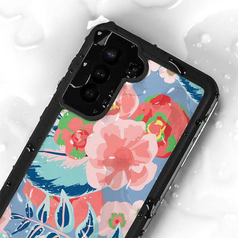 Pink Spring Flowers Galaxy S24 Plus Waterproof Case