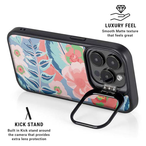 Pink Spring Flowers iPhone 14 Pro Max Kickstand Case