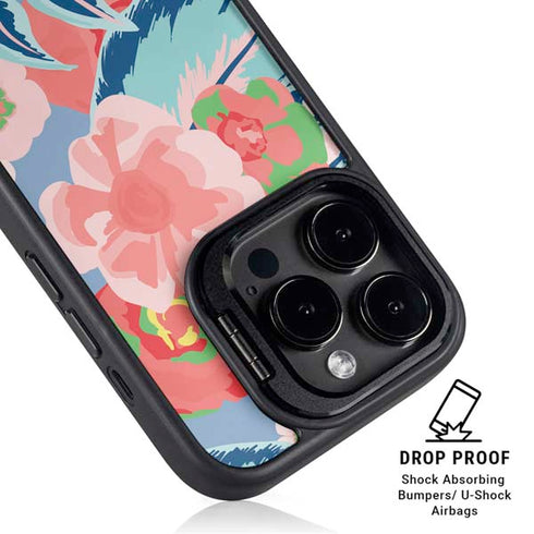 Pink Spring Flowers iPhone 15 Pro Kickstand Case
