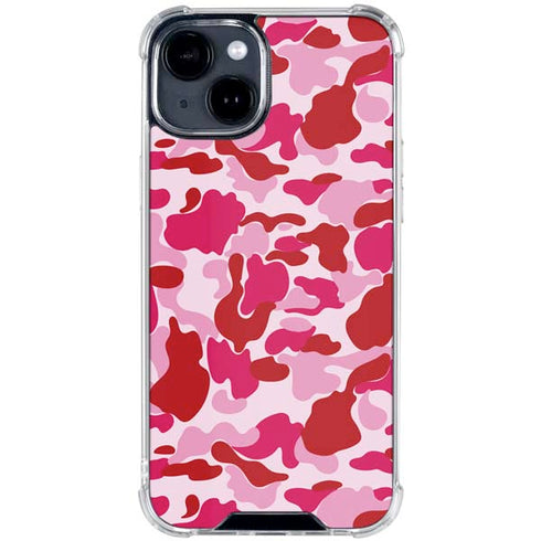 Pink Street Camo iPhone 15 Clear Case