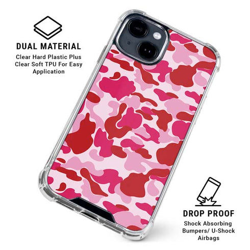Pink Street Camo iPhone 15 Clear Case
