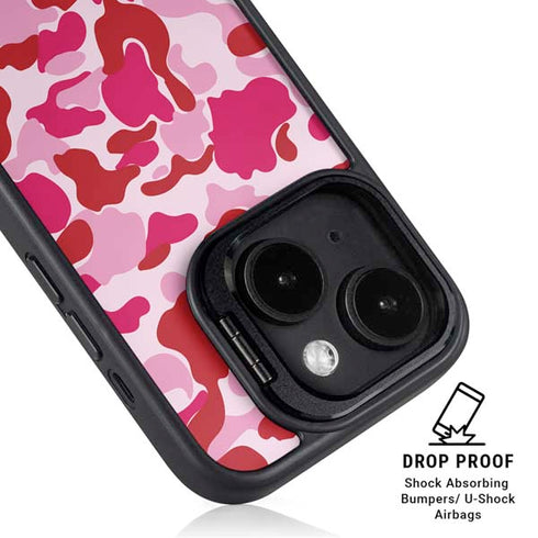 Pink Street Camo iPhone 15 Kickstand Case