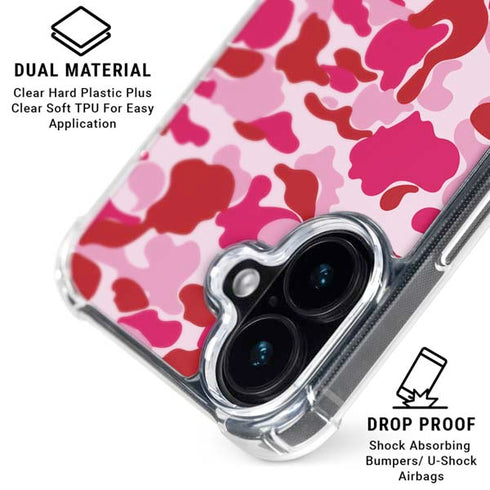 Pink Street Camo iPhone 16 Clear Case