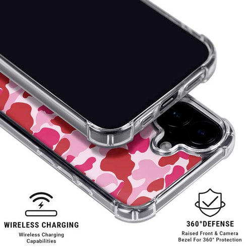 Pink Street Camo iPhone 16 Plus Clear Case
