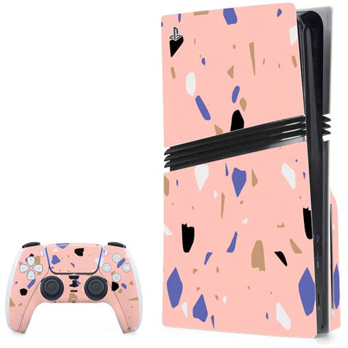 Pink Terrazzo PS5 Pro Disk Bundle Skin