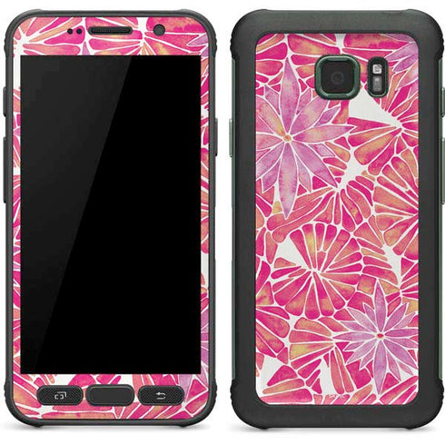 Pink Water Lilies by Cat Coq Galaxy S7 Active Skin