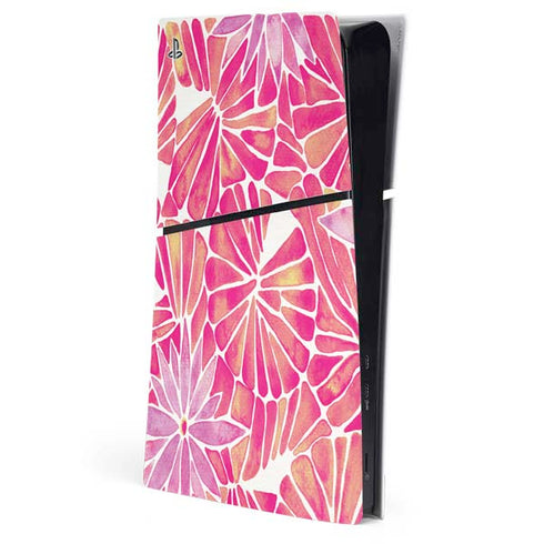Pink Water Lilies by Cat Coq PS5 Slim Digital Edition Console Skin