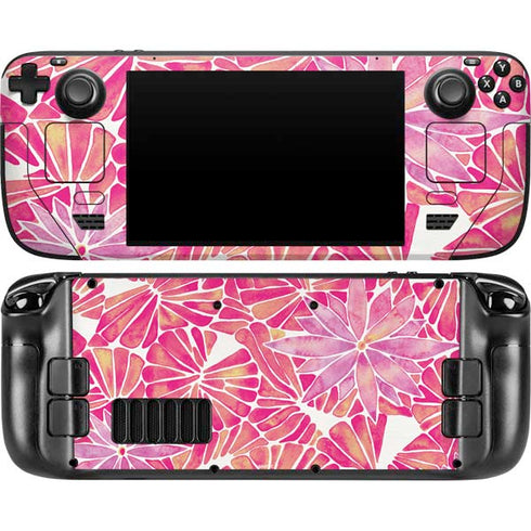 Pink Water Lilies by Cat Coq Steam Deck Handheld Gaming Computer OLED Skin