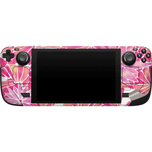 Cat Coq Pink Water Lilies Steam Deck Handheld Gaming Computer Skin