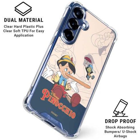 Disney Pinocchio and Jiminy Cricket Galaxy S25 Plus Clear Case