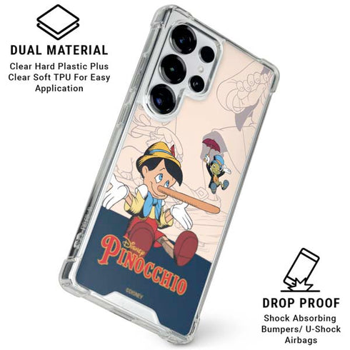 Disney Pinocchio and Jiminy Cricket Galaxy S25 Ultra Clear Case