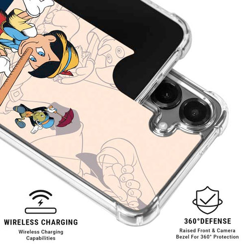 Disney Pinocchio and Jiminy Cricket Galaxy S26 Plus Clear Case