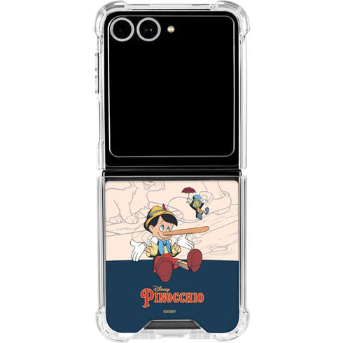 Disney Pinocchio and Jiminy Cricket Galaxy Z Flip7 Clear Case