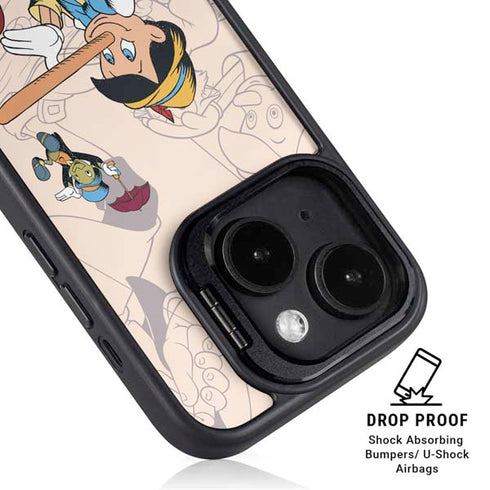 Disney Pinocchio and Jiminy Cricket iPhone 15 Kickstand Case