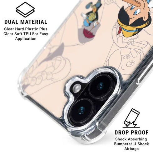 Disney Pinocchio and Jiminy Cricket iPhone 16 Plus Clear Case