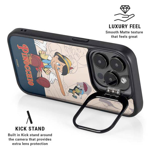 Disney Pinocchio and Jiminy Cricket iPhone 16 Pro Max Kickstand Case