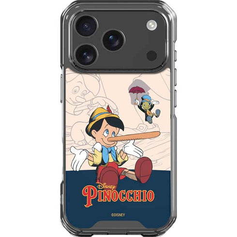 Disney Pinocchio and Jiminy Cricket iPhone 17 Pro Clear Case