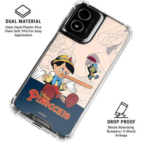 Disney Pinocchio and Jiminy Cricket Moto G Power 5G (2024) Clear Case