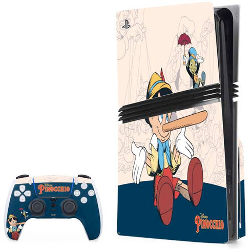 Disney Pinocchio and Jiminy Cricket PS5 Pro Disk Bundle Skin