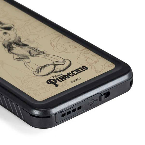 Disney Pinocchio Sketches Portrait Galaxy S24 Waterproof Case