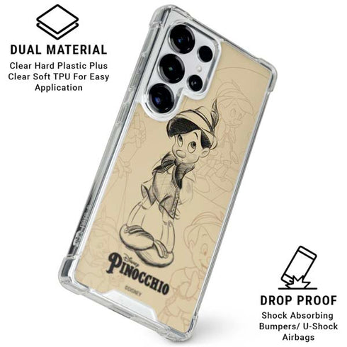 Disney Pinocchio Sketches Portrait Galaxy S25 Ultra Clear Case