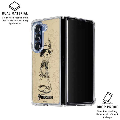 Disney Pinocchio Sketches Portrait Galaxy Z Fold6 Clear Case
