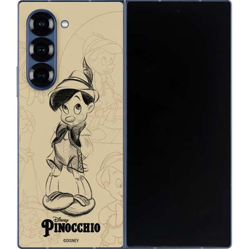 Disney Pinocchio Sketches Portrait Galaxy Z Fold6 Skin