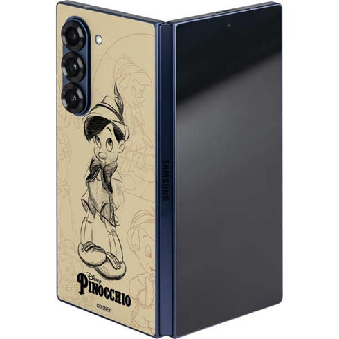 Disney Pinocchio Sketches Portrait Galaxy Z Fold6 Skin