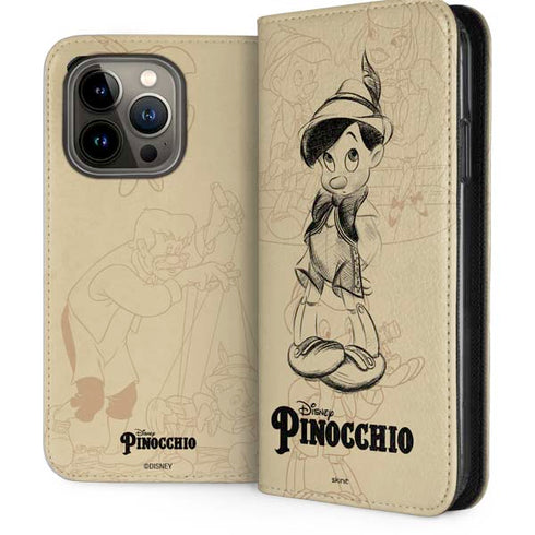 Disney Pinocchio Sketches Portrait iPhone 13 Pro Folio Case