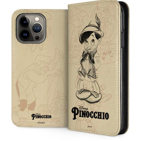 Disney Pinocchio Sketches Portrait iPhone 13 Pro Max Folio Case