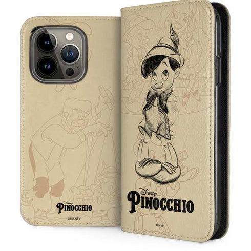 Disney Pinocchio Sketches Portrait iPhone 14 Pro Folio Case
