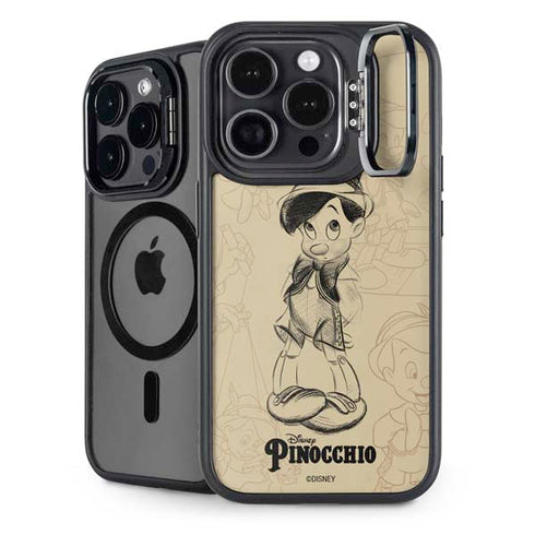 Disney Pinocchio Sketches Portrait iPhone 14 Pro Kickstand Case