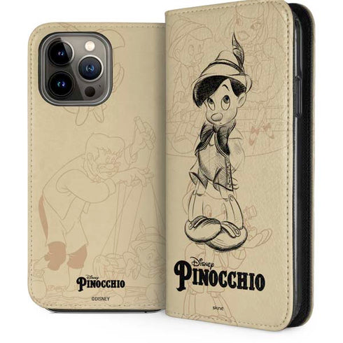 Disney Pinocchio Sketches Portrait iPhone 14 Pro Max Folio Case
